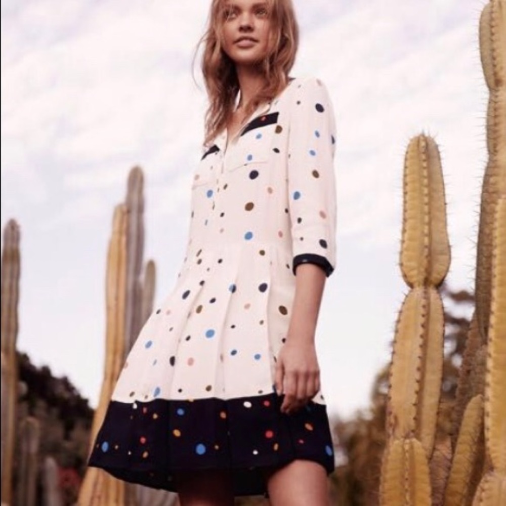 Ted Baker blue micks pleated polka dot dress